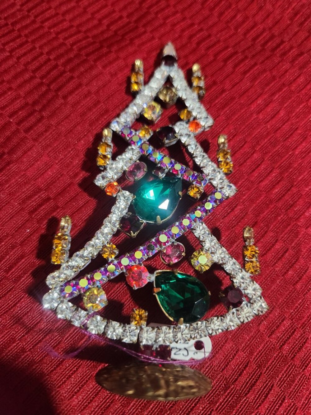 Vintage Czech Jeweled Christmas Tree Rhinestone Candle Tree 5-6"